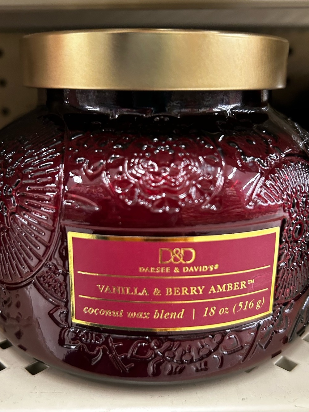 Vanilla & Berry Amber Scented Jar Candle - Burgundy